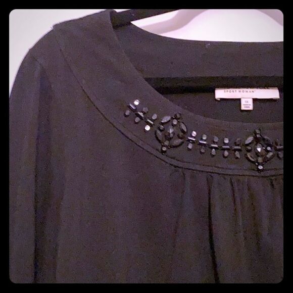 Jones New York black gathers & beadwork - Picture 1 of 7